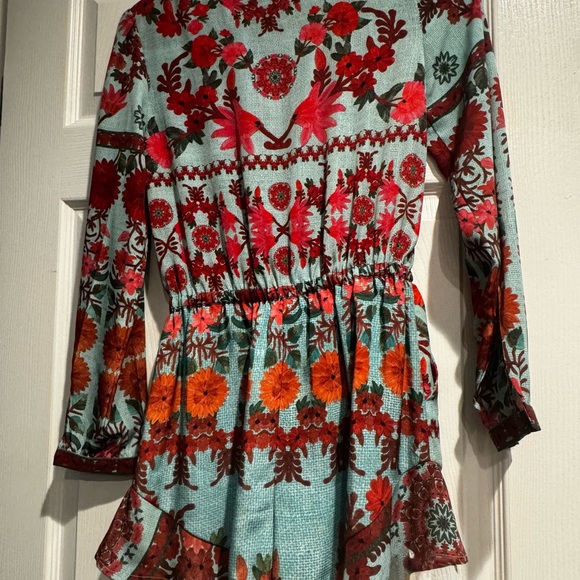 HEMANT & NANDITA Floral Red and Blue Jumpsuit - Picture 2 of 3